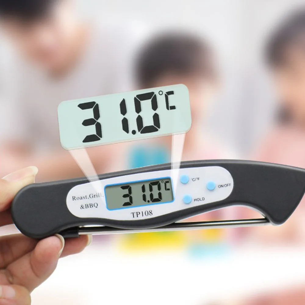 

TP108 180° Foldable Food Thermometer Programmed Digital Kitchen Food Cooking BBQ Meat Barbecue Probe Type Temperature Gauge