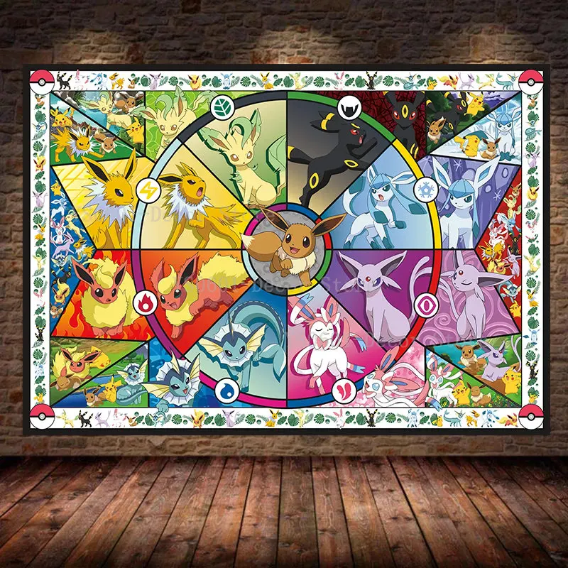 

Покемон eeveelпункт, холст, живопись, японский аниме Eevee Umbreon Leafeon Vaporeon, плакат, настенные художественные принты, декор гостиной