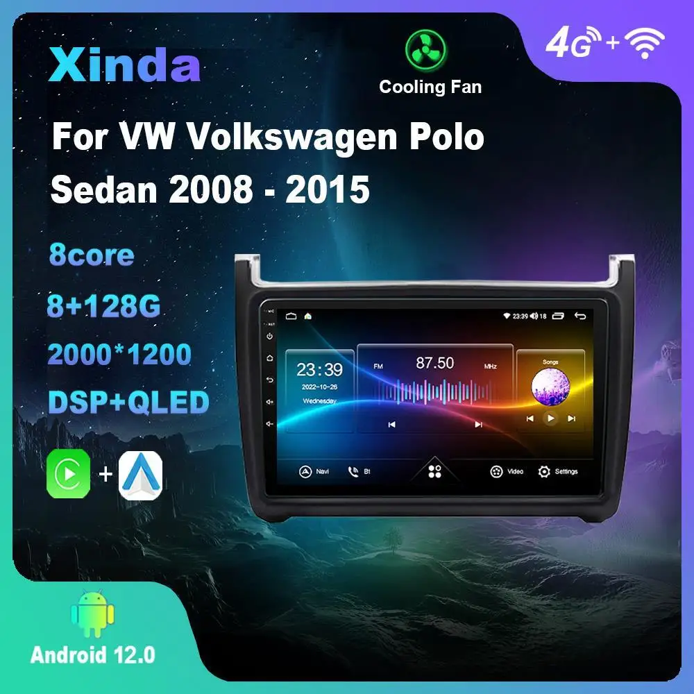 

Android 12.0 For VW Volkswagen Polo Sedan 2008 - 2015 Multimedia Player Auto Radio GPS Carplay 4G WiFi DSP