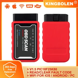 KINGBOLEN ELM327 Bluetooth-совместимый V1.5 PIC18F25K80 ATAL & ATPPS 4 МГц кристалл Wifi для Android/IOS Torque OBDII считыватель кодов