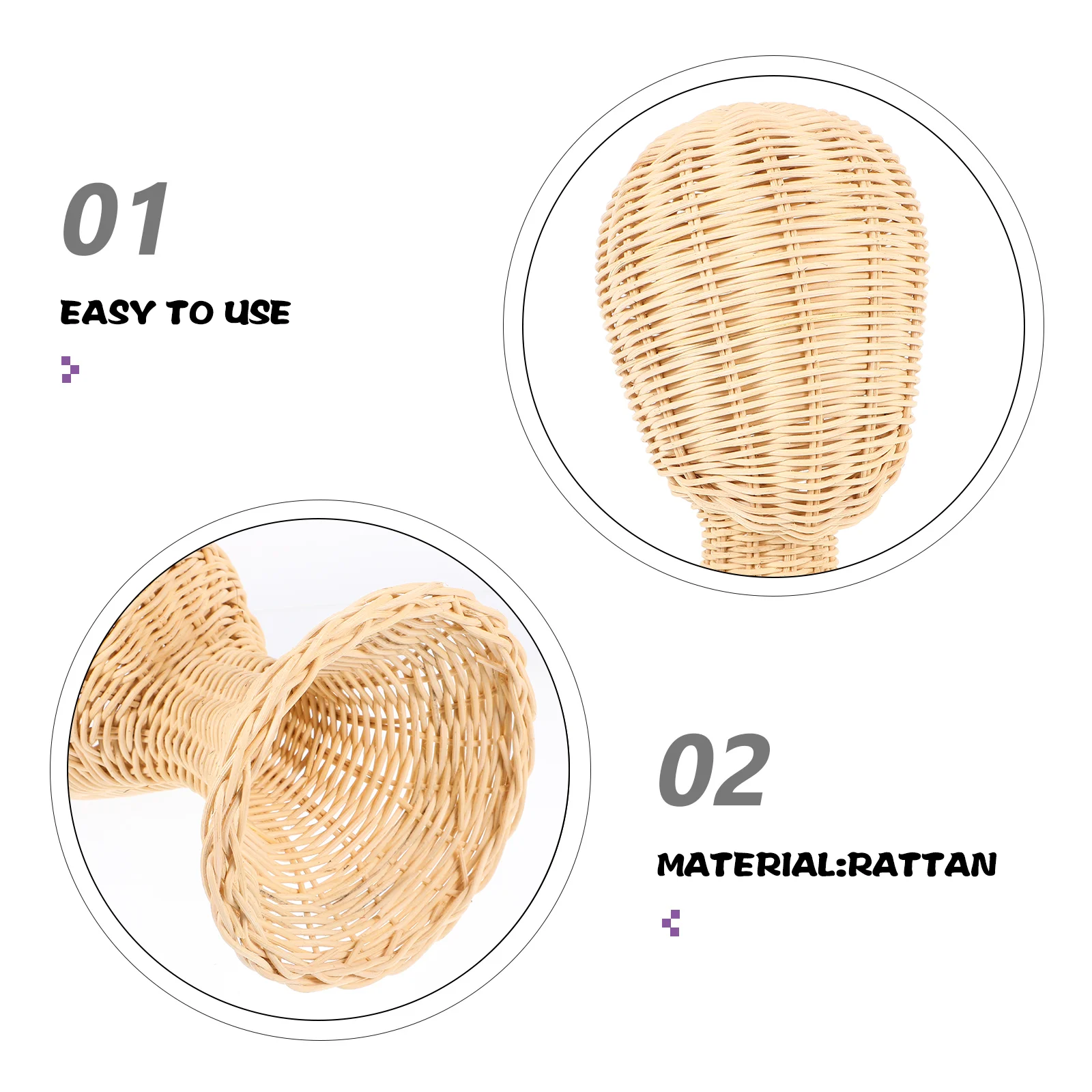 Rattan Hat Display Stand Mannequin Model Head Container Beige Cap Holder Stands Carrier for Travel Baby 4