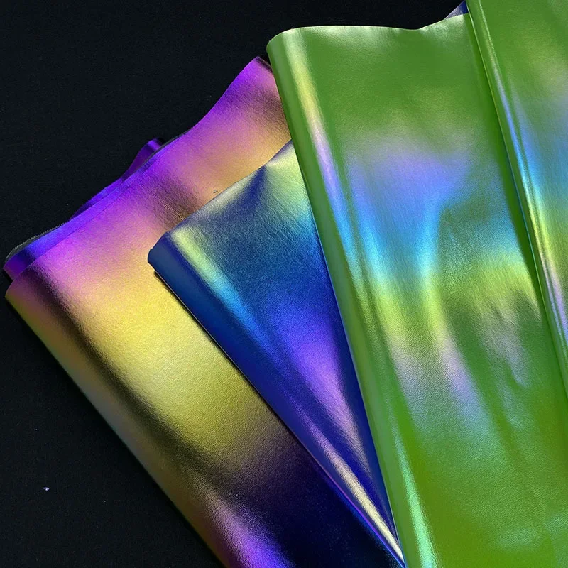 Rainbow Gradient Fine Pattern Leather Fabric Handbag Makeup Bag Evening Bag Napa Texture Artificial Leather Clothing Fabric