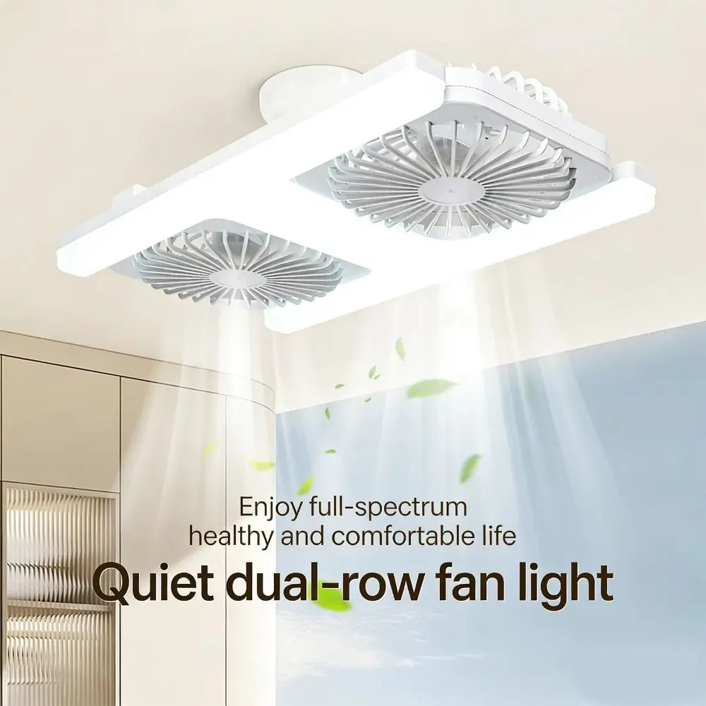 60W 전력 E27 천장 선풍기 저소음 작동 이중 날개 LED 천장 선풍기 에너지 절약 높은 풍량 리모컨 선풍기