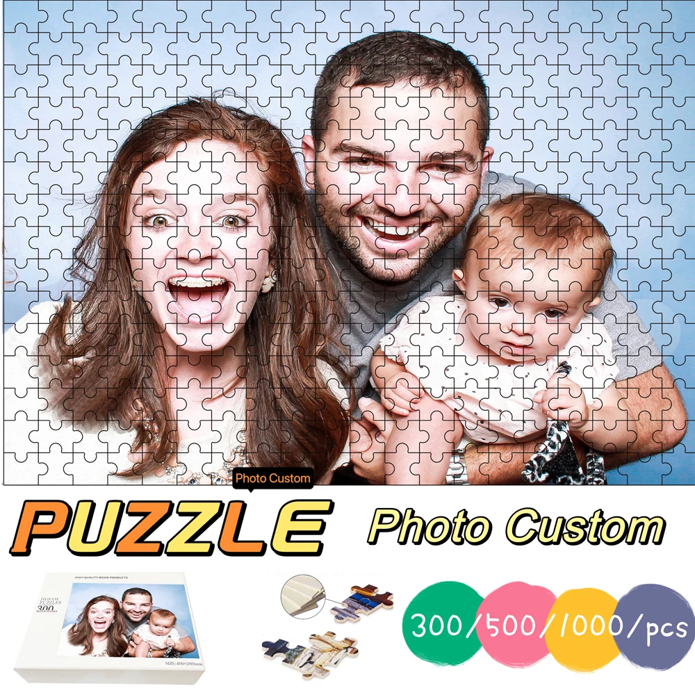 300/500/1000 sztuk spersonalizowane Puzzle Jigsaw z własnego zdjęcia wielkoformatowe gry rodzinne prezent na rocznicę ślubu