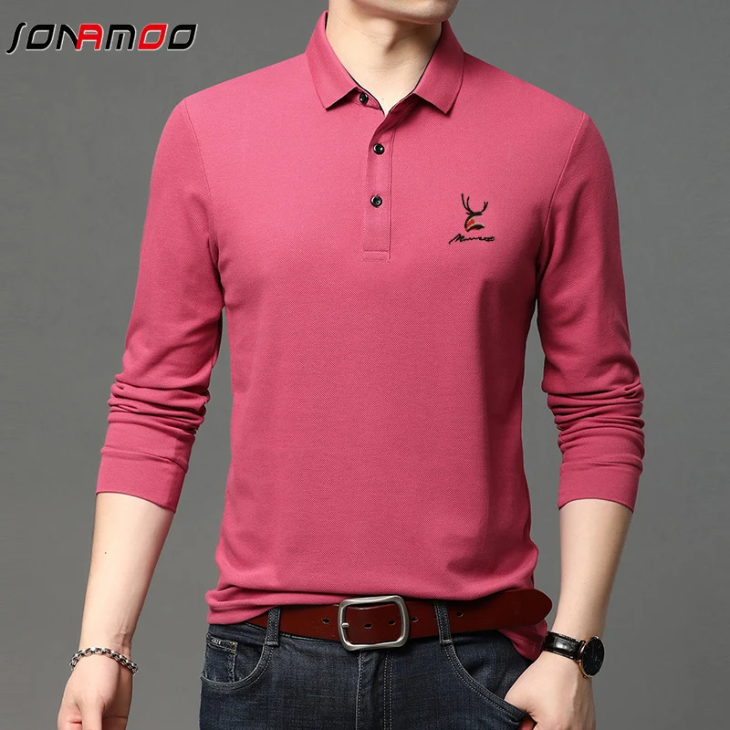 

Spring and Autumn Long Sleeve Polo Shirt Fashion Stripe Men's Polo Neck Top Pure Cotton Daily Long Sleeve Polo Shirt