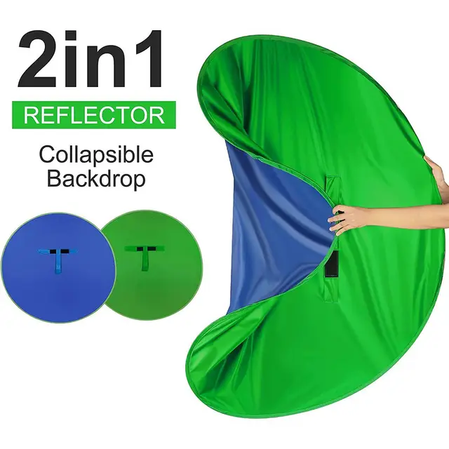 2-in-1 Green Blue Foldable Chromakey Backdrop with Storage Bag for Photography