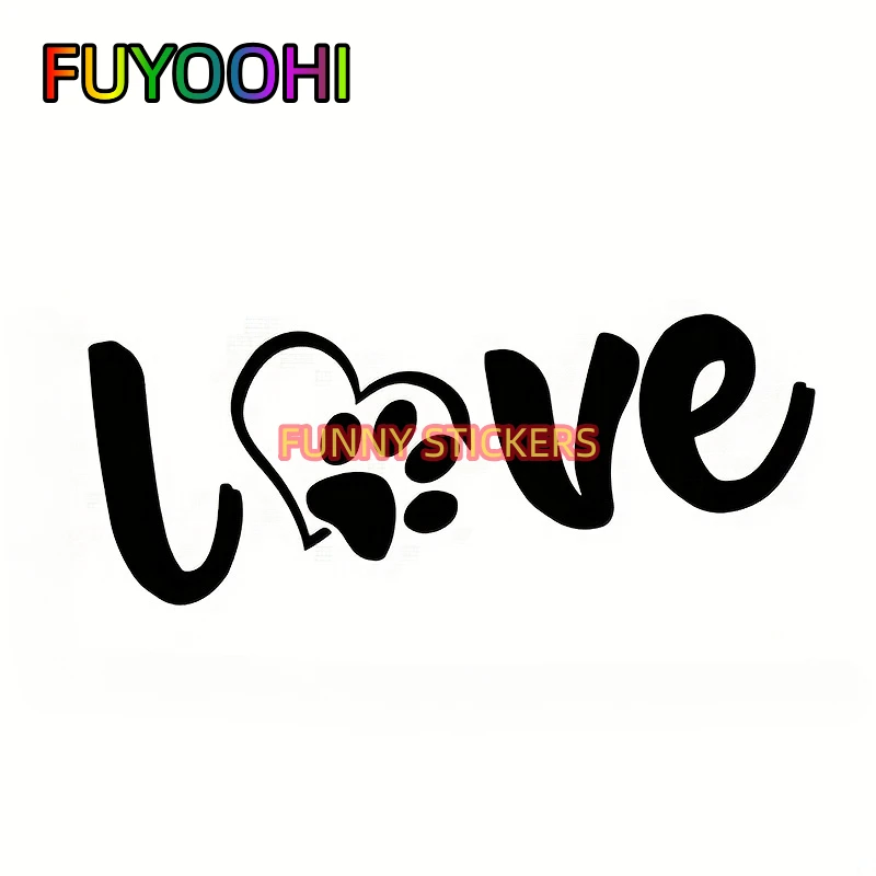 

FUYOOHI Love and Paw Pattern Car Stickers, Cool Decorative Stickers Decals for Laptop Bumper Car Window Glass Dog Room
