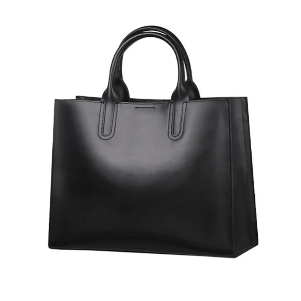 

New Ladies Large Capacity Square Laptop Bag Commuter Tote Bag Retro Women's Handbag with Shoulder Strap 2-in-1 with Cosmetic Bag