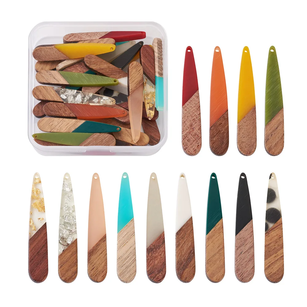 

Pandahall 1 set Resin & Wood Pendants Teardrop Rectangle Donut Rhombus Ring for Jewelry Making DIY Bracelet Necklace Supplies