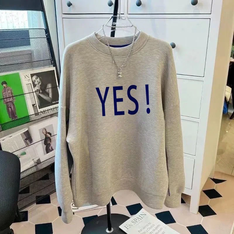 Letter Print Cotton Pullover Sweater for Women - true deals club