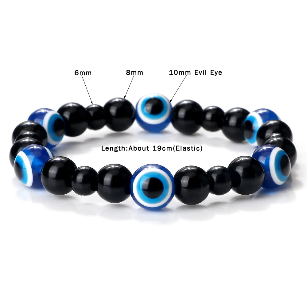 28 Styles Evil Eye Beads Bracelets Kit, Evil Eye Beads for Bracelets (8mm)