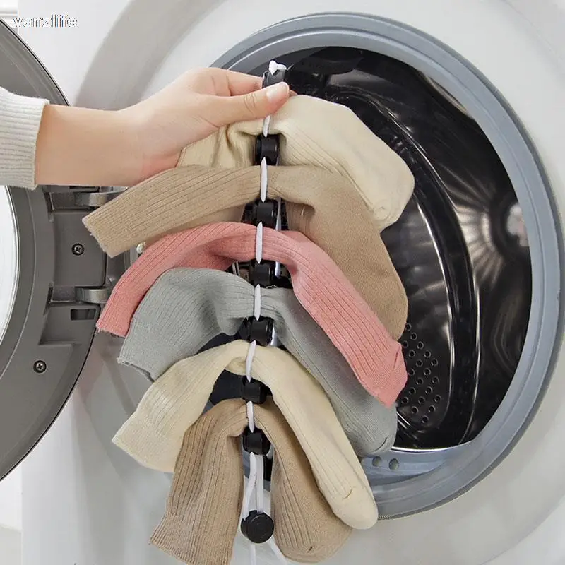 vanzlife socks hanging rope creative multi-function washing clothes basket net washing socks stockings drying socks rack 2