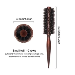 Anti - Static Boar Bristle Round Hair Styling Brush (S)