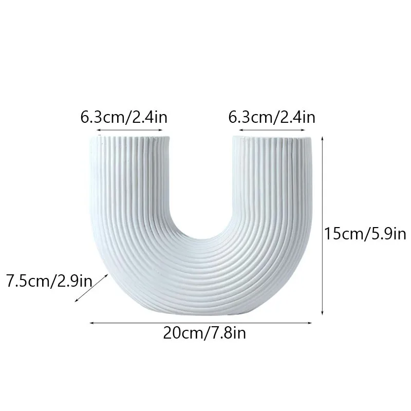CAPIRON Resin U Shape Vase Nordic Style Modern Art Plower Arrangement Pot Decor for Home Balcony Living Room New House Gift 4
