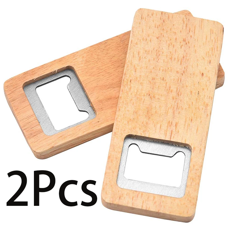 

2Pcs Wood Beer Bottle Opener Wooden Handle Corkscrew