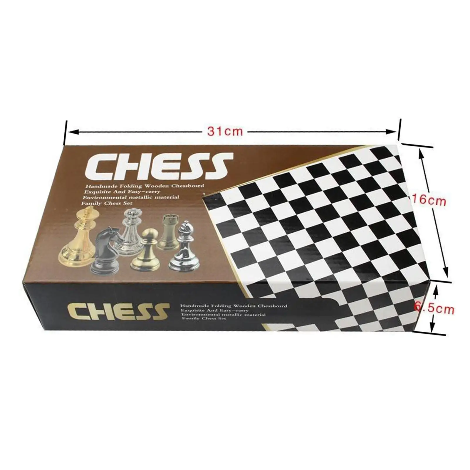 Elegant Metal Chess Set with Folding Chessboard Storage Board 