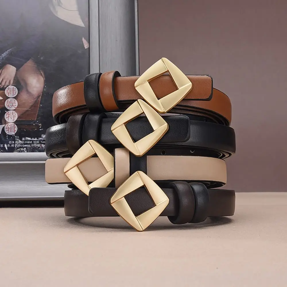 

Adjustable Waist Belt Fashion Thin Skinny Waistband Zinc Alloy Buckle PU Leather Waist Cinch Belt Jeans Coat