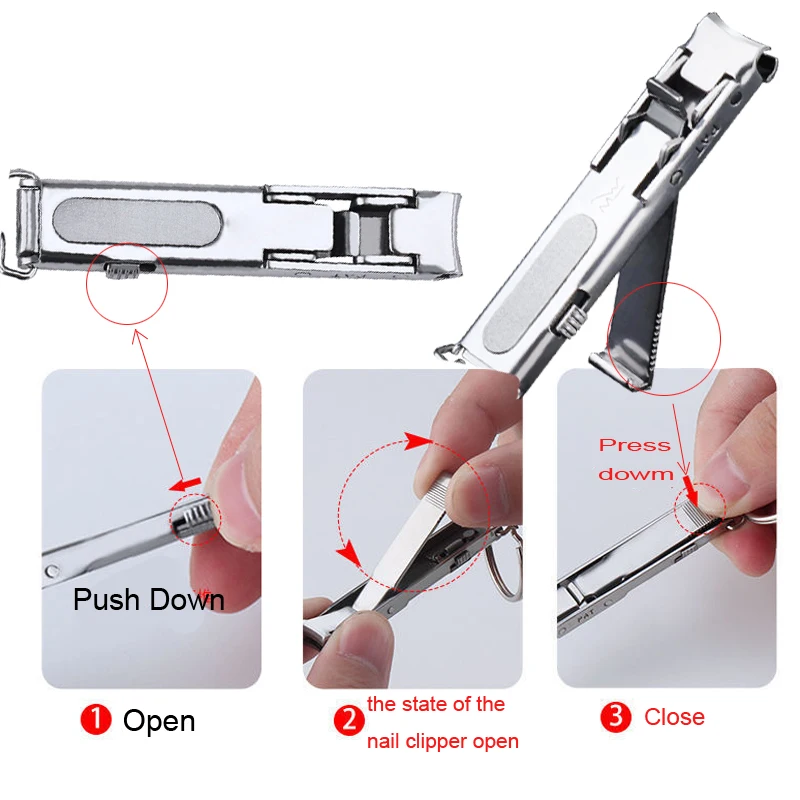 Nail Clippers Ultra Thin Collapsible Portable Travel Fingernail Keychain Scissors Cutter Stainless Steel Manicure Tools Kits