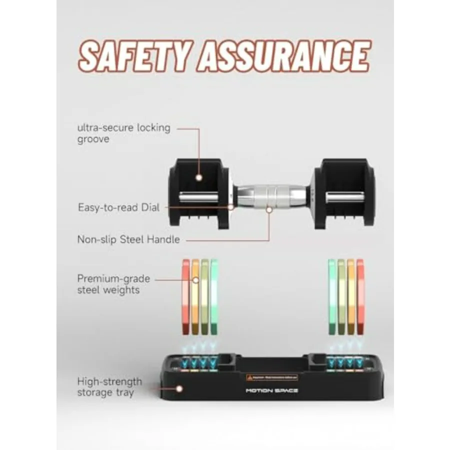 Adjustable Dumbbells Set 12.5LB 22.5LB Pair 1Sec Fast Adjustable 5 Weights by Turning Handle Premium Comfort Nonslip Metal Dumb