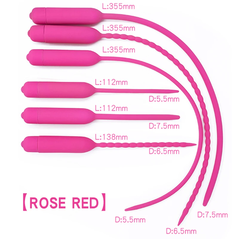 Urethral Sounding Vibrators 5.5-7.5mm Silicone Penis Plug Urethal Sound Vibration Masturbators for Men Urethra Insertion Toys penis sex toys