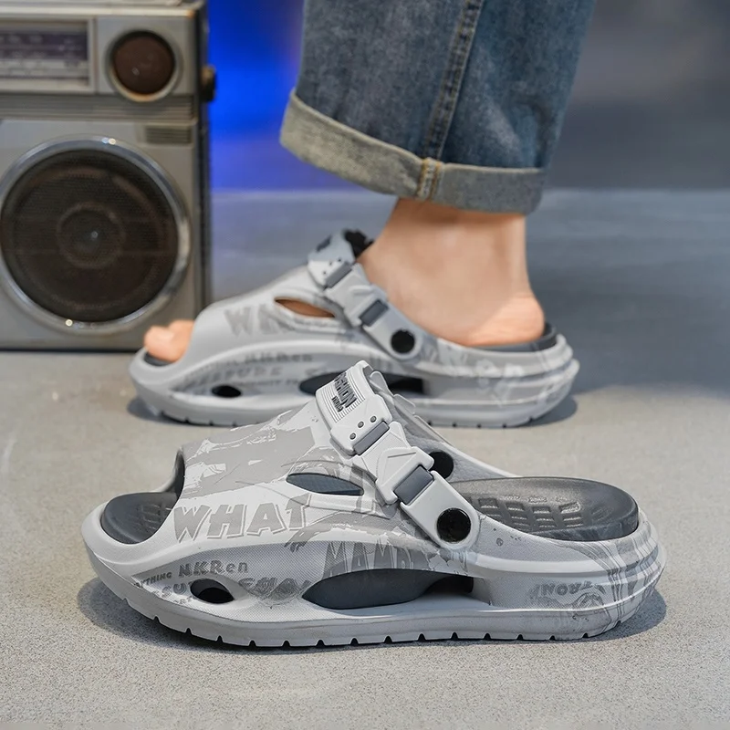 Men's Sandals 2026 New Summer Outdoor Breathable Anti-slip Sports Beachside Beach Slippers Casual round Toe EVA Thick Heel - 4