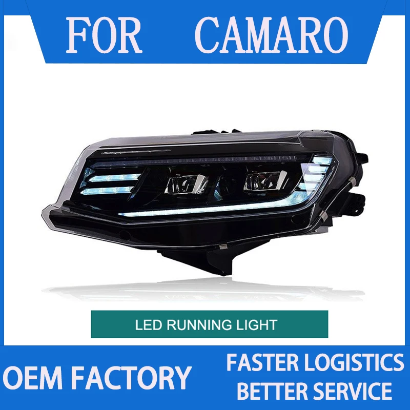 카마로 2016 2018 헤드라이트용 LED 헤드라이트 어셈블리, LED DRL 다이내믹 터닝 프로젝터 렌즈, 프론트 헤드 램프, 1 쌍