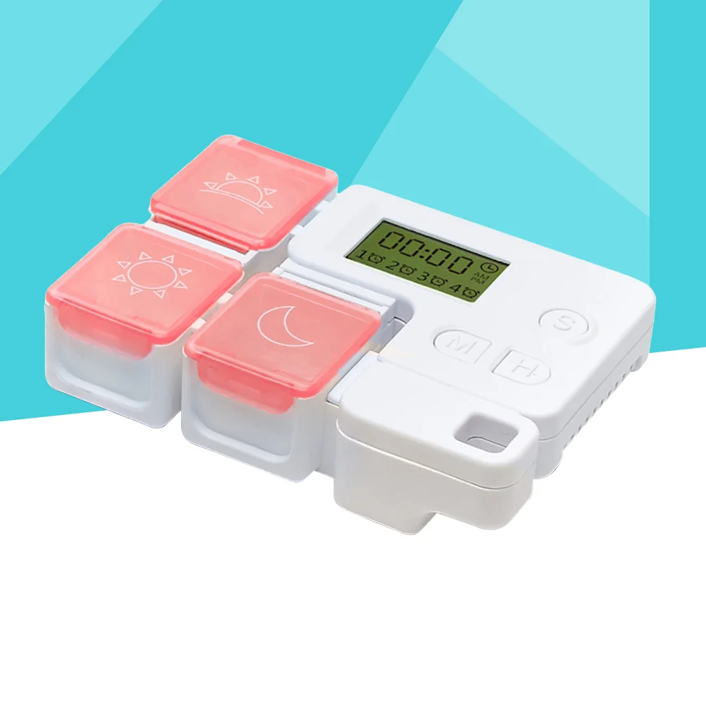 

1PC 3 Compartments Pill Box Portable Combination Timing Remind Smart Medicine Case Without (Red)