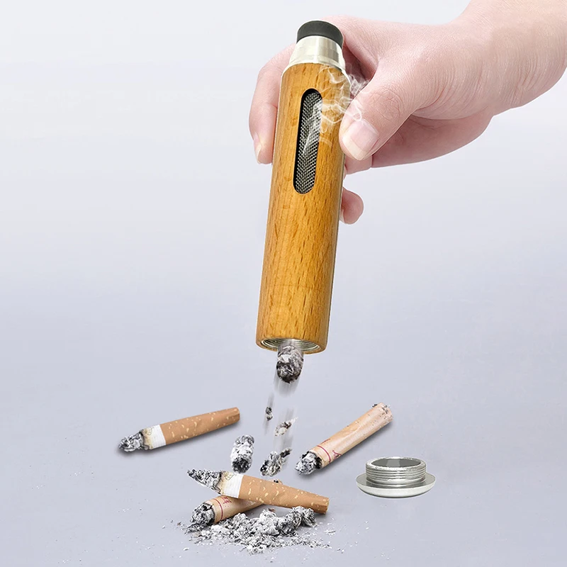 Portable Car Ashtray Mini Car Ashtray Anti Soot-flying Cigarette Cover Anti-ash Luxury Wood Cigarette Holder