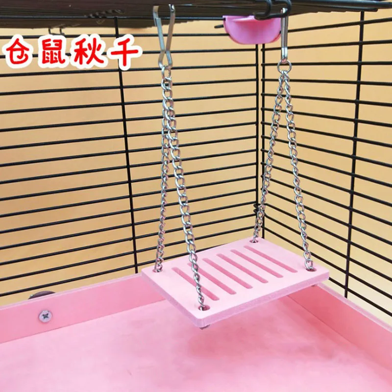 1Pcs  Swing Toy Pet Hamster Toys Hanging Gadget Wooden Cage Accessories Supplies Amuse Mouse Natural Wood Toy for Small Pets images - 6