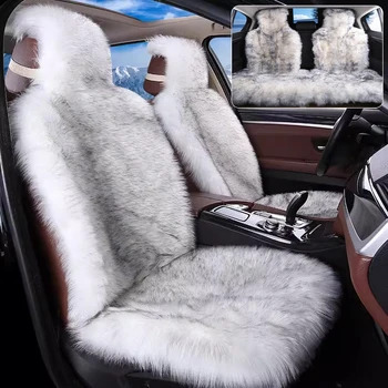 도요타 폭스바겐 BMW 포드 마즈드용 자동차 시트 커버 매트, 범용 인조 모피, 따뜻한 봉제 자동차 긴 울, 앞뒤 좌석 쿠션