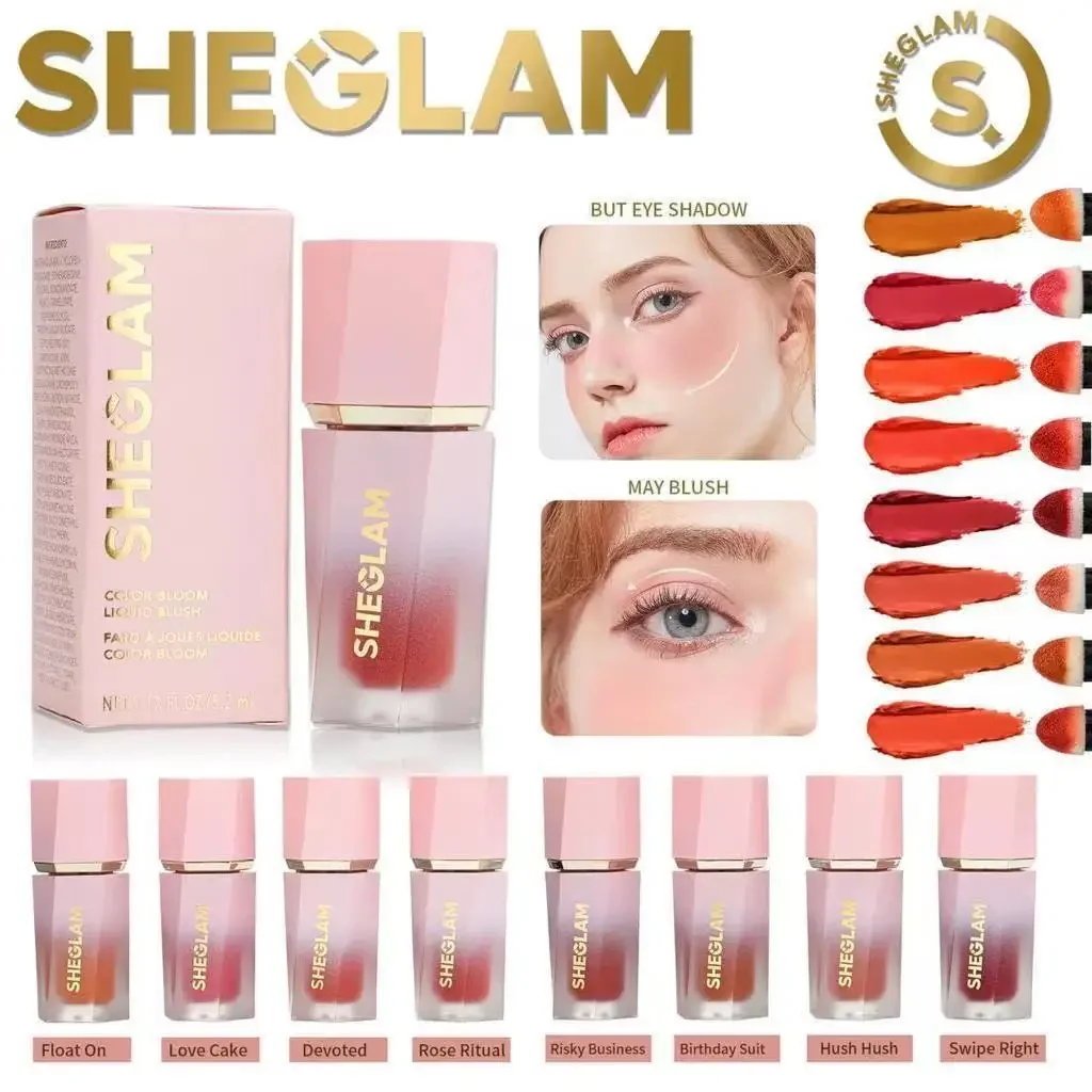 

sheglam make up Liquid Cheek Blush With Sponge Facial Blush Multi-purpose Eyes lips Makeup Blush Stick Gel Cream highlighter