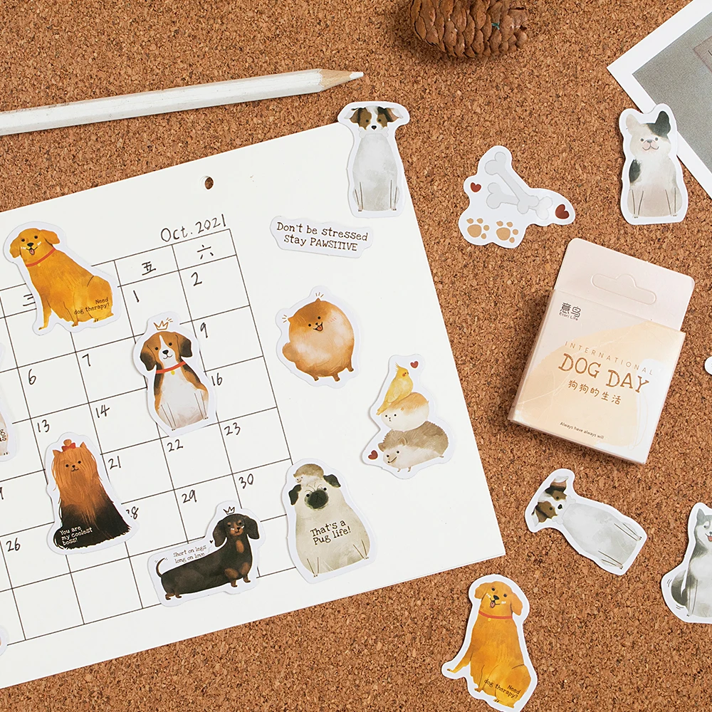 

56box Dachshund Shiba Inu Mini Sticker Cute Dog Decoration DIY Scrapbooking Stationery Diary Handbook Tag For kids Free Shipping