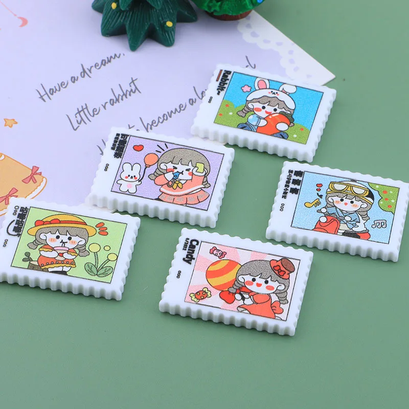 

100 шт., 31x24 мм, Мультяшные милые штампы для девочек, кремовый кабошон с плоским основанием, очаровательные детские принадлежности для рукоделия