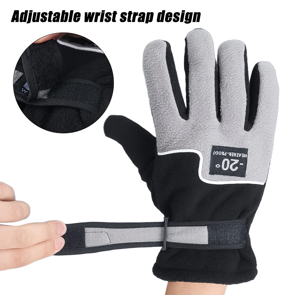 Cycling Gloves Warm Gloves Male Gloves -20℃ Winter Warm Fleece Gloves Men Thermal Cycling Snow Thick Gloves Polar Fleece Mittens For Male Snow Sports Windproof