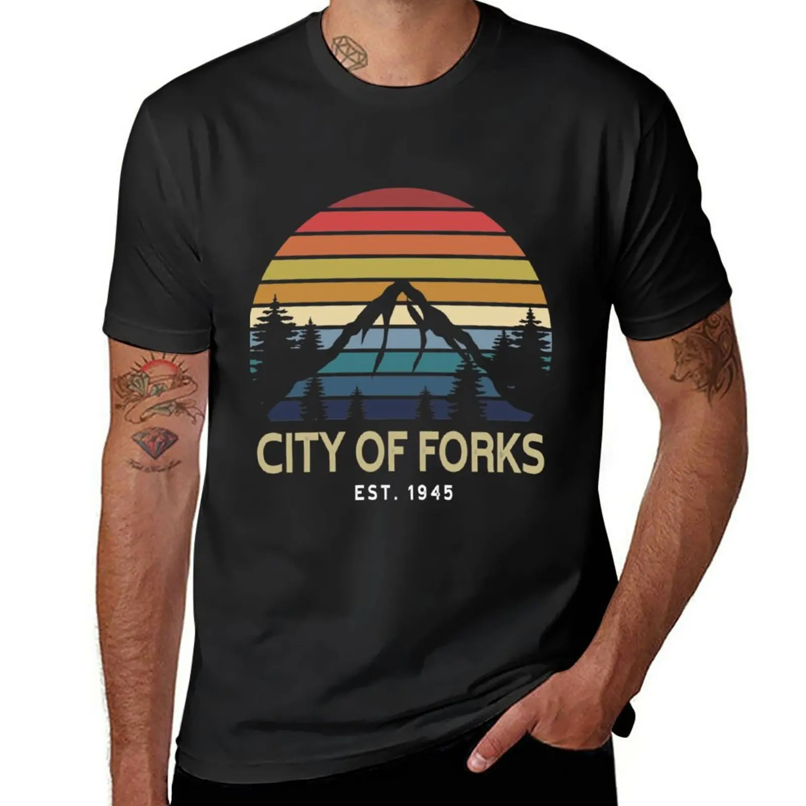 New City Of Forks Felpa Vintage City Of Forks Twilight T-Shirt Ragazzi Magliette Bianche Frutta Del Telaio Magliette Da Uomo