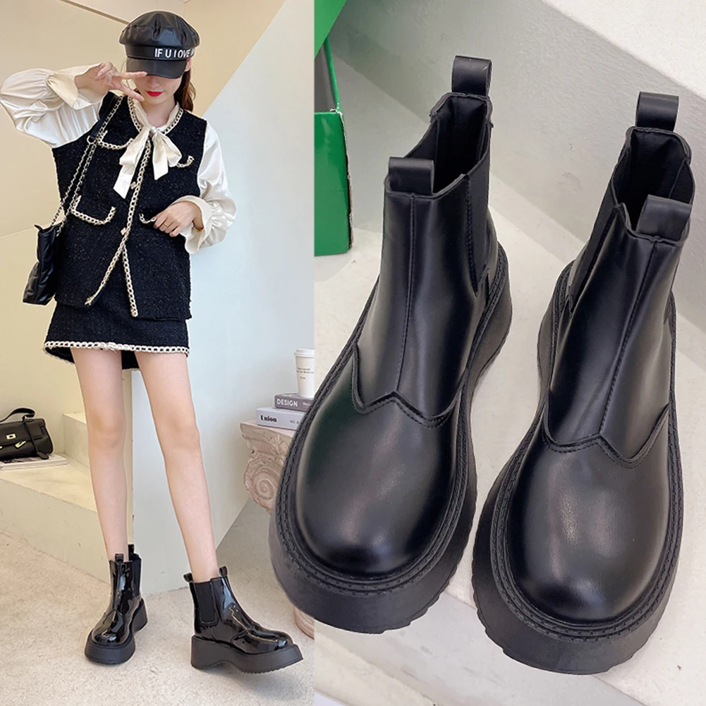 

Sorphio 2023 Brand New High Chunky Heeled Women Chelsea Boots Ankle Thick Bottom Slip-on Knight Spring Autumn Fashion Booties