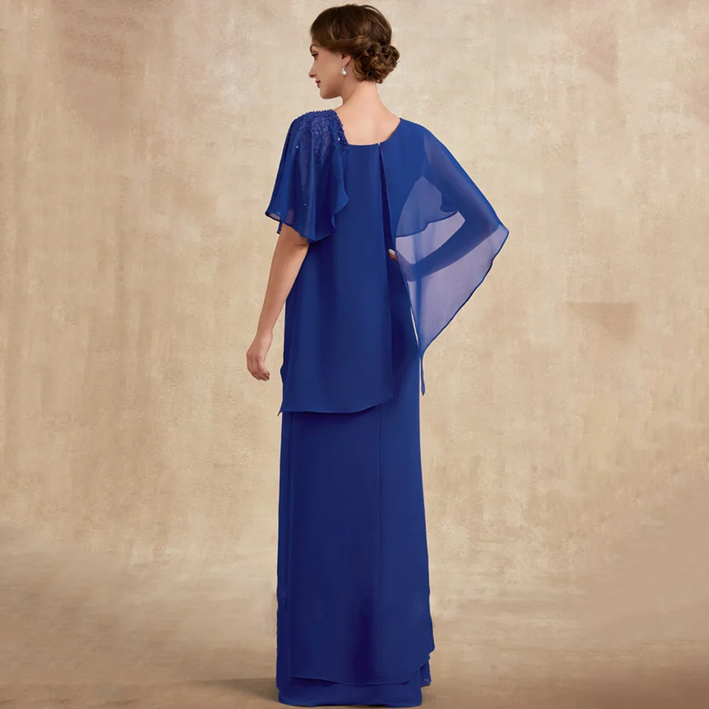 Graceful Half Sleeves Mother Dresses For Weddings Sheath Formal Gown Beading Zipper Back Vestidos De Ocasi&oacute;n Formales mother bride dresses