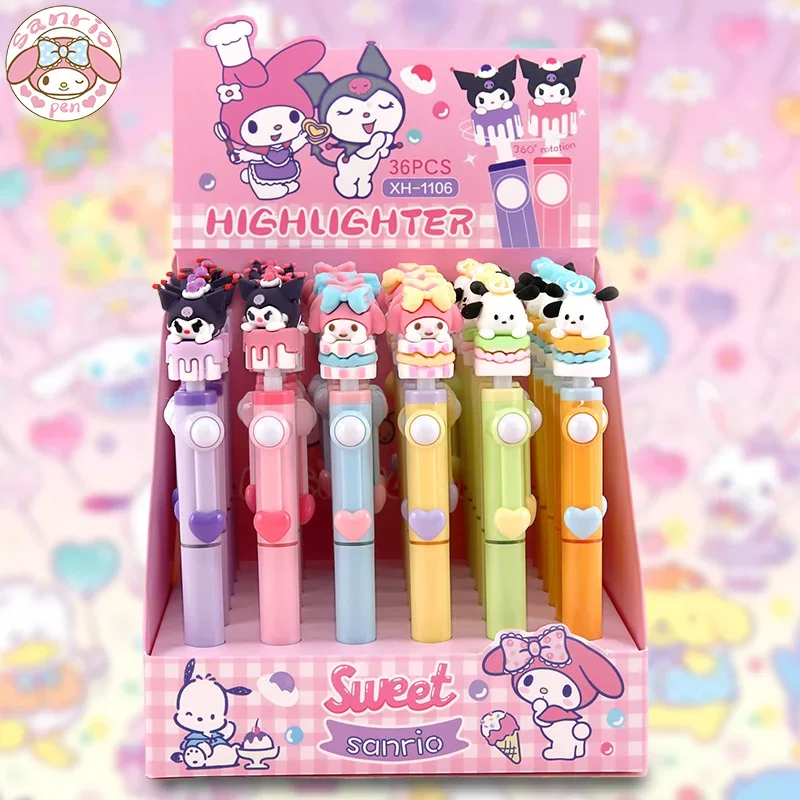 

Sanrio 36pcs highlighter cartoon Kuromi Melody cute high-value students decompression stationery children's school art brushs