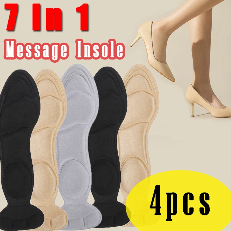 

4pcs High-heel Shoes Insoles Memory Foam Insoles Women Non-slip Cutable Insole Comfort Breathable Foot Care Massage Shoe Pads