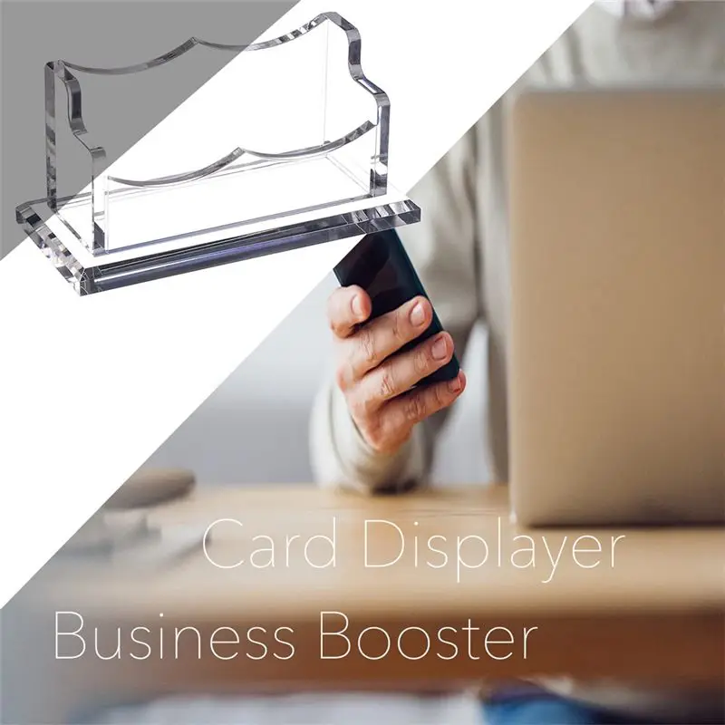 책상용 아크릴 명함 홀더 2팩, 가로형 투명 명함 디스플레이 스탠드, 책상 액세서리