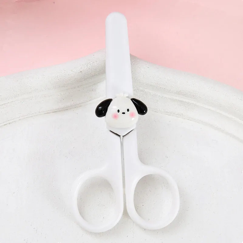 귀여운 곰 개 동물 스테인레스 스틸 안전 라운드 헤드 미니 가위, 학교 사무실 용품, 어린이 학생 문구 선물, 105mm