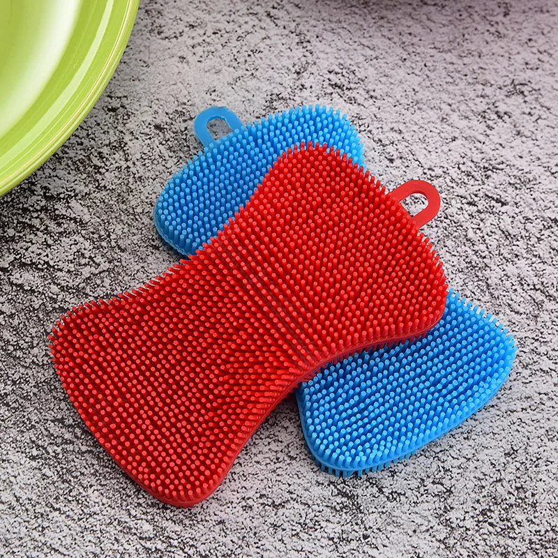 Acheter Éponge en Silicone pour le lavage de la vaisselle, brosse de  cuisine polyvalente pour Pot à vaisselle, légumes, fruits-R