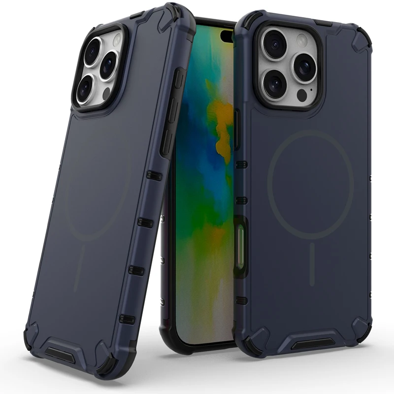 ELVEV Magnetic Anti-Drop Corrugated Texture Phone Case with Soft TPU Lens Protection