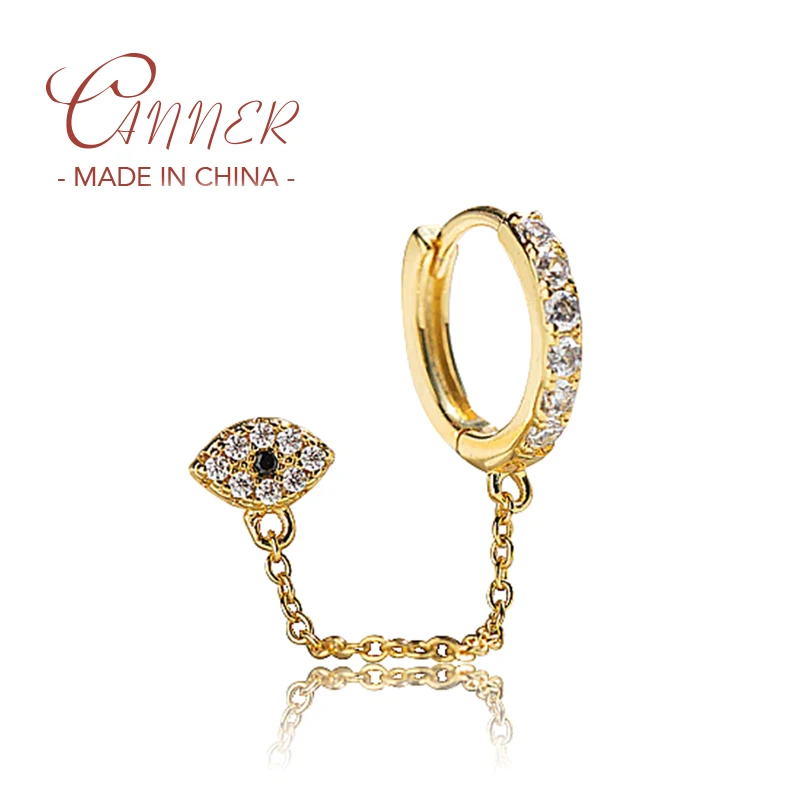 Canner 2023 New Trend 100% Real 925 Sterling Silver Single Row Zircone Orecchini Vintage Angel Eye Chain Orecchini Nappa 1 Pz