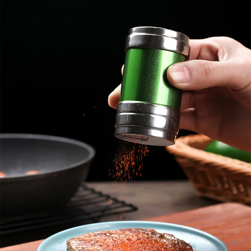 Stainless Steel Spice Jar Rotating Cover Barbecue Salt Sugar Bottle Shaker Pepper Seasoning Can Home Kitchen Cooking Gadgets seasoning jar,salt shaker,spices bottle,salt pepper shakers