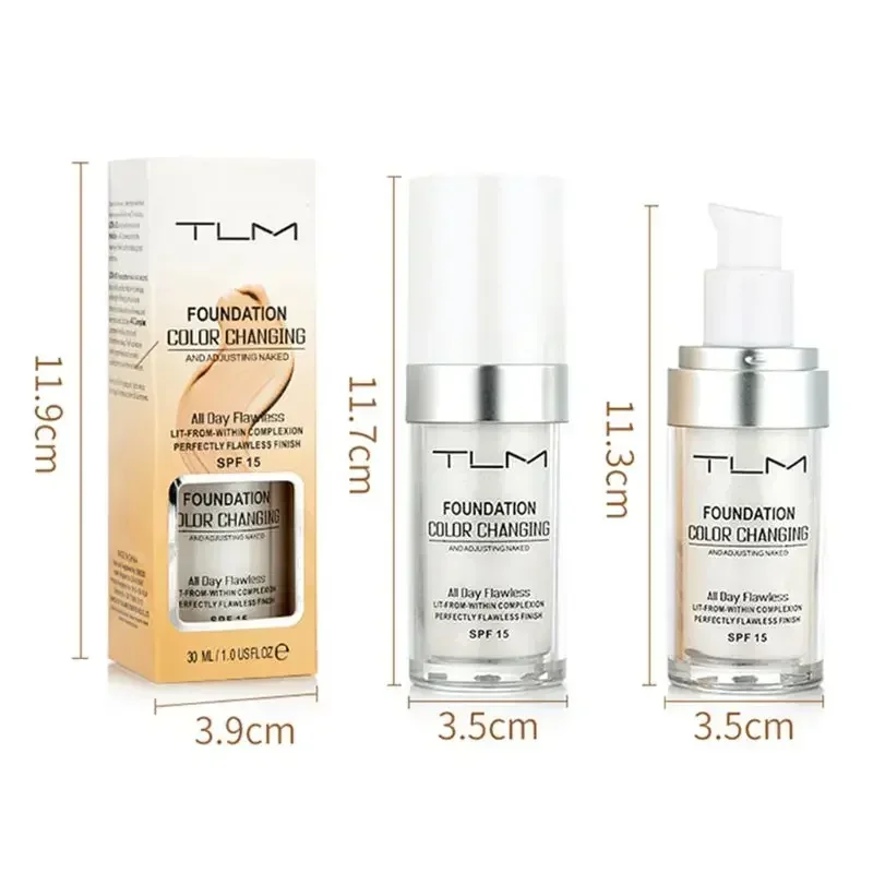 TLM Foundation Magic Color Changing Foundation Liquid Soft Matte Long Lasting Hydrating Makeup Base Maquiagem Makeup