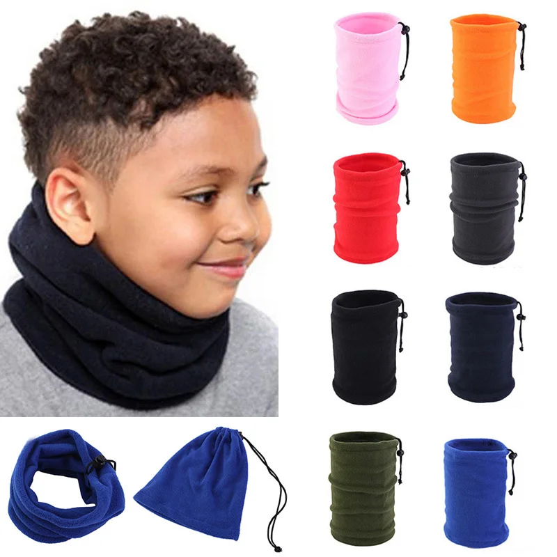 Tube Bandana Scarf Headwear Fleece DIY Multifunctional Warm Neck Cover Kids Scarf Winter Windproof Scarves Soft Solid Color