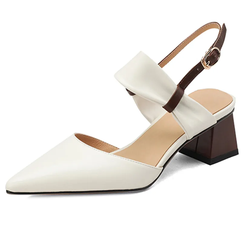 

Pointed Toe High Heels Women Pumps Fashion Concise Genuine Leather Slingbacks Shoes Woman Spring Summer Party Office