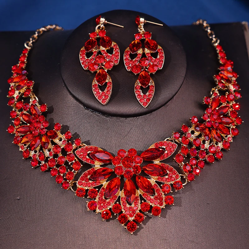 Bridal Jewelry Set Fashion Crystal Rhinestine Necklace Earring Sets Wedding Hair Accessories For Women Bride bridal hair accessories hair accessories bridal jewelry set