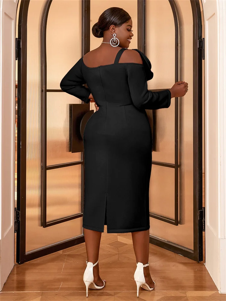 Wmstar Plus Size Women Dress Elegant Party High Waist Elagant Zipper Luxury Fashion Evening Dresses Wholesale Dropshipping 2025